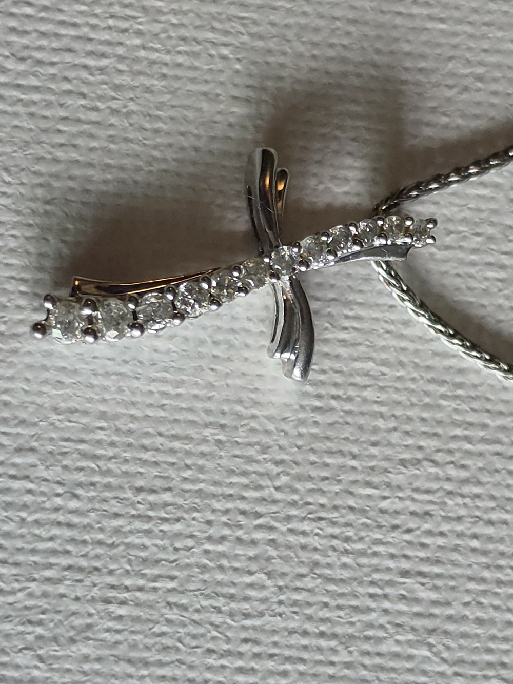 10KT White Gold Diamond Cross Pendant. Chain Not Included